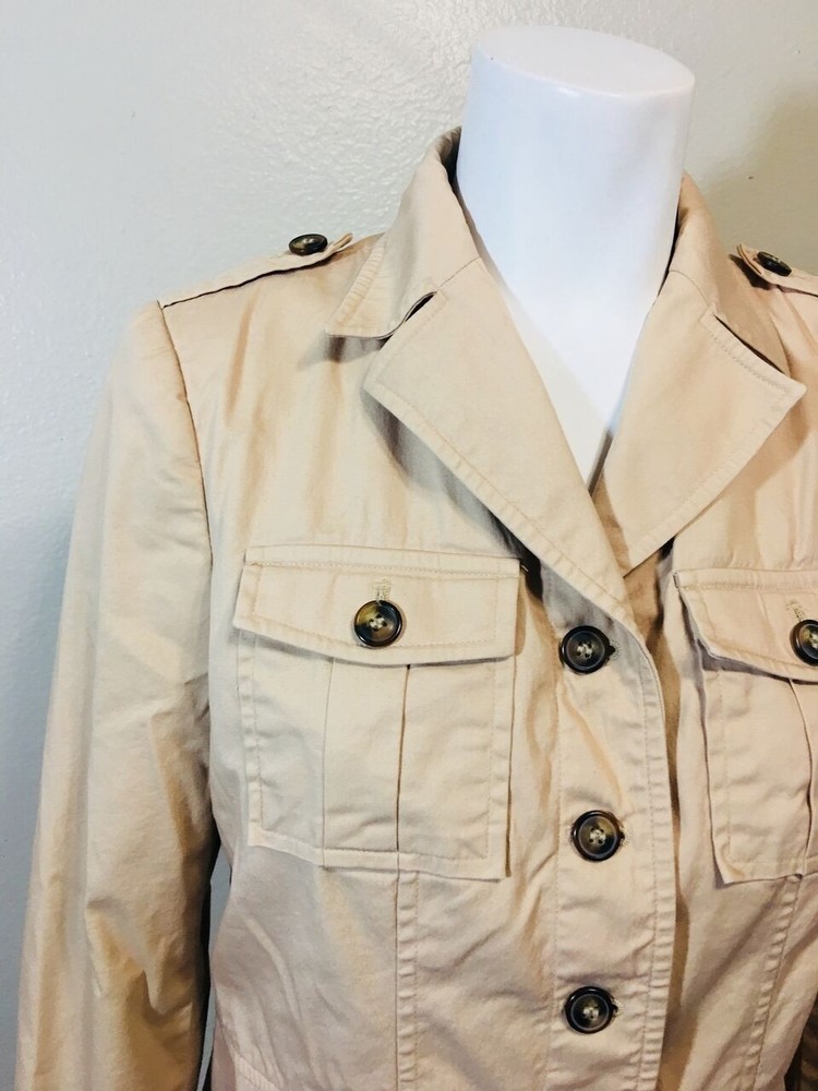 APOSTROPHE Sz 4 Coat Brown Beige Utility Jacket - Picture 5 of 10